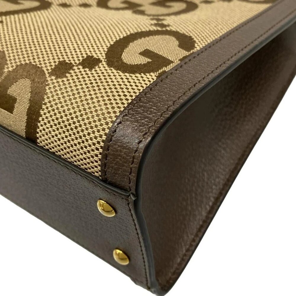 GUCCI Diana Jumbo GG Small Tote Bag 660195 Beige Dark Brown Jacquard Leather - Picture 10 of 15